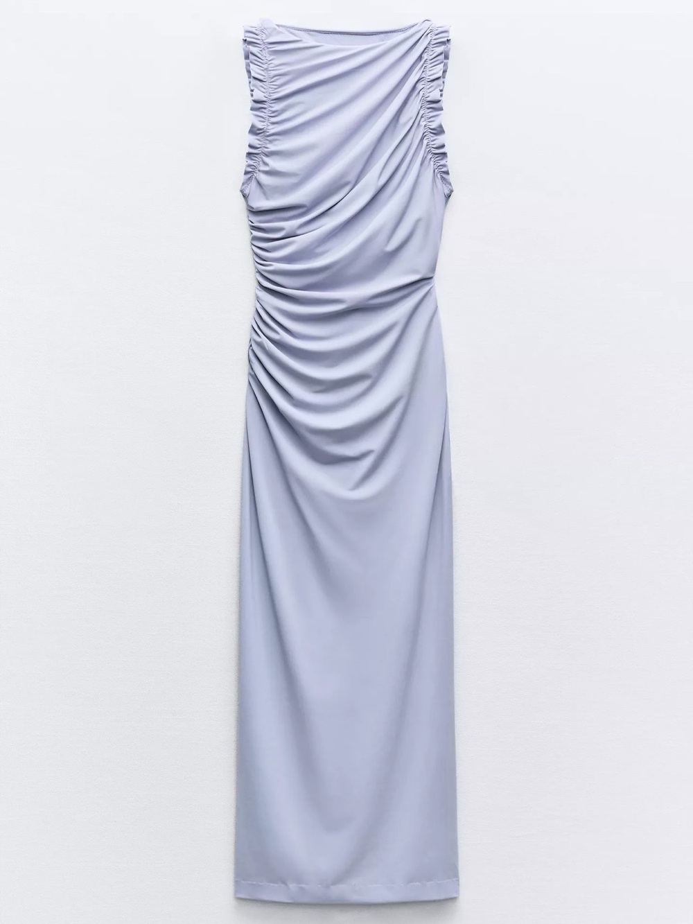 Zara Light Lavender Ruched Sleeveless Maxi Dress